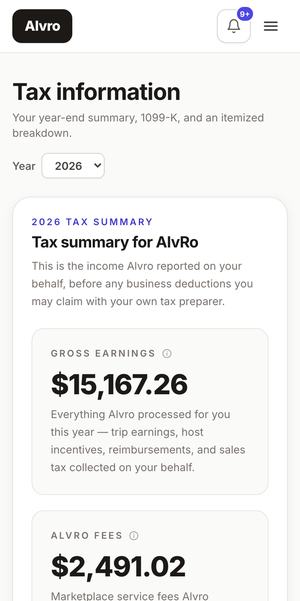 Alvro host tax summary